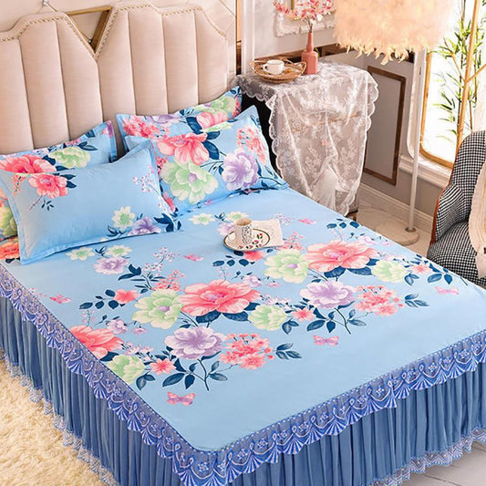Skin-friendly Bed Skirt Bedspread Sheets Non-slip and Dust-proof Bed Sheet Protective Cover Bed Skirt Three-piece Bedding