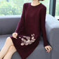 Autumn and Winter Loose Mid-length Dress Large Size Casual Printing Base Skirt Temperament Middle-aged Women Sweater Dress