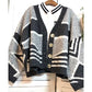Color Block Cardigan Sweater Coat for Women All-match Batwing Sleeve Casual Knitted Cardigan Top