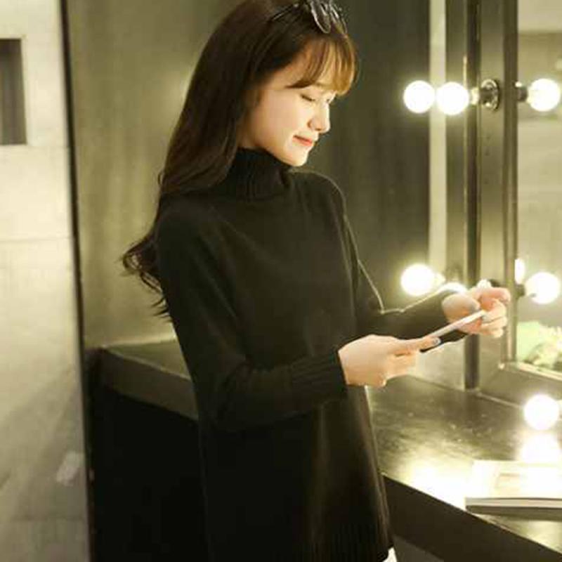 Pofulove Turtleneck Sweater Women's Autumn Winter Loose Pullover Long Sleeve Knitted Bottoming Shirt