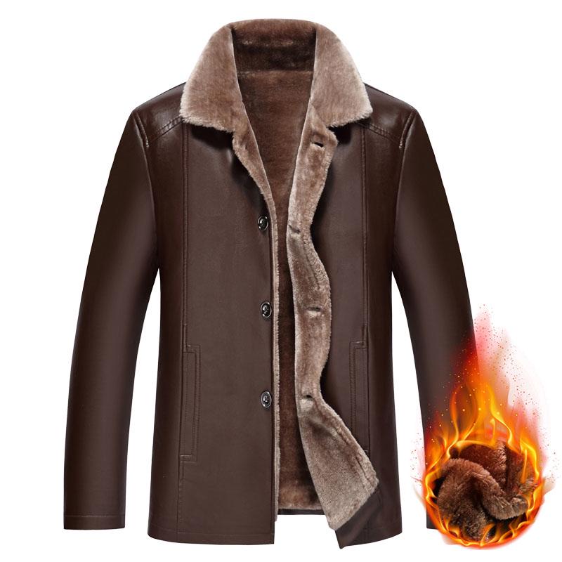 Men's plus size leather jacket autumn and winter men's jacket plus velvet thick leather jacket