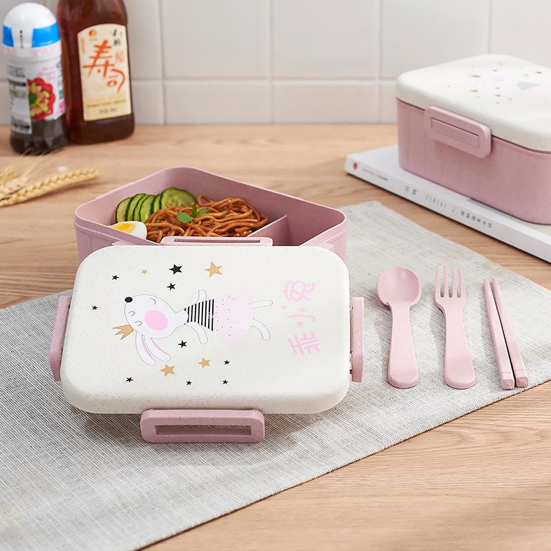 Cute Cartoon Lunch Box Microwave Dinnerware Food Storage Container Children Kids School Office