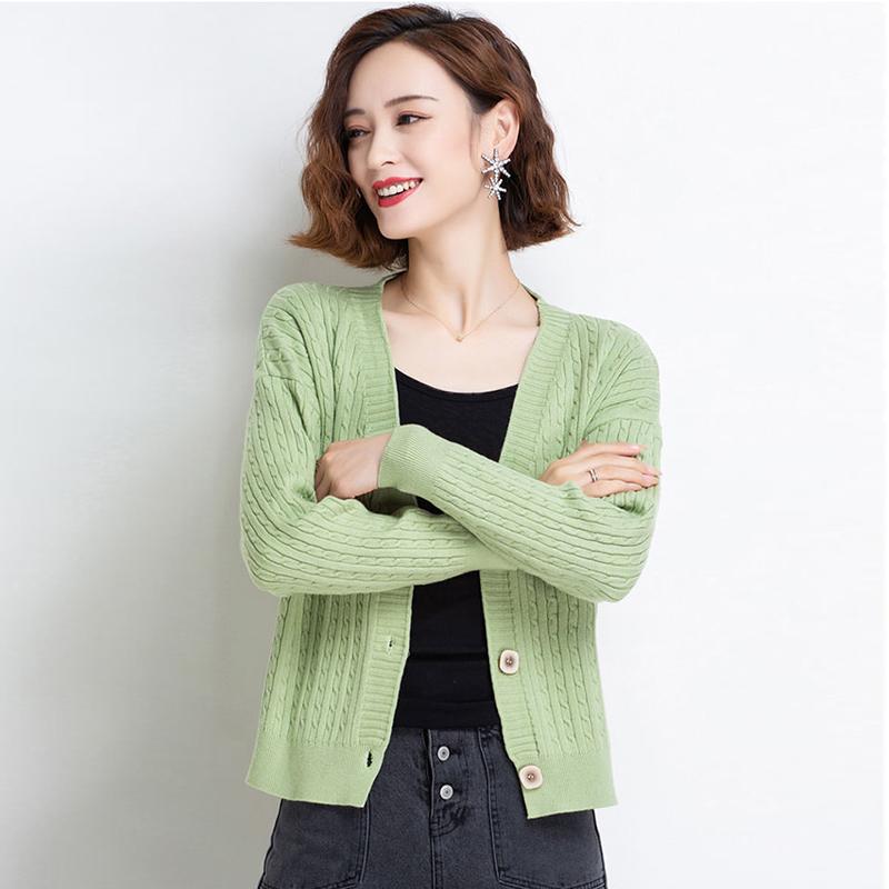 Early Autumn Retro Twist V-neck Short Top All-match Sweater Cardigan 2021 Korean Style Knitted Jacket Women