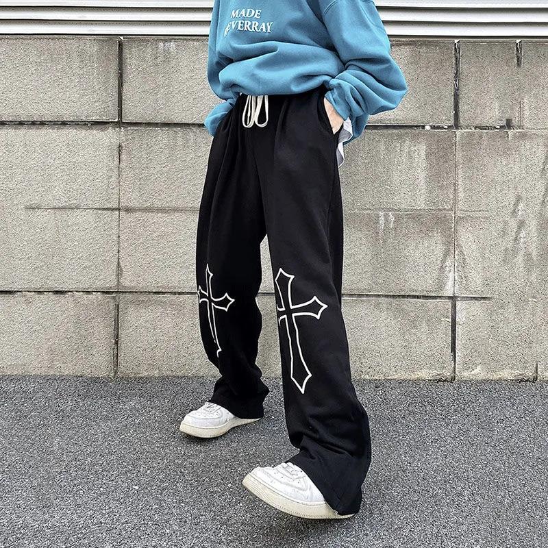 European and American Retro Plus Velvet Warm Autumn and Winter Tide Brand Cross Wide-leg Pants Women Loose Lazy Wind Mopping Pants