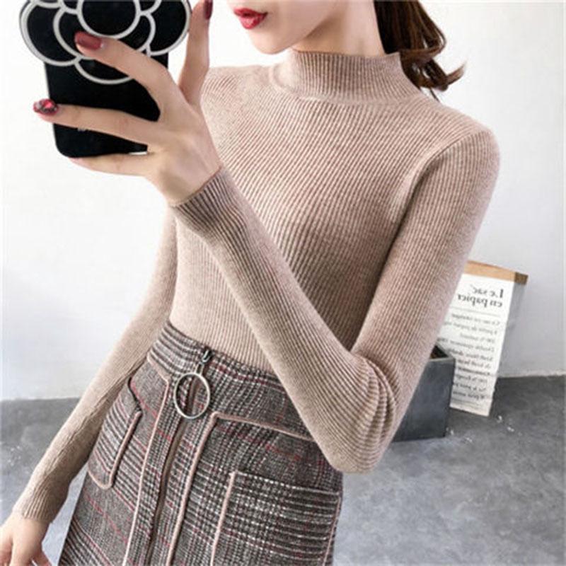Knitwear Women's Round Neck Skinny Sweater Spring and Autumn Shirt Shirt Long Sleeve