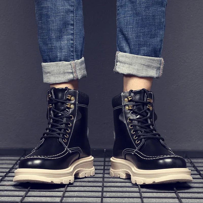 Martin Boots Men's Winter British Style Korean Tooling Shoes Wild Warm Men's Boots Plus Velvet High-top Cotton Shoes Trend Military Boots