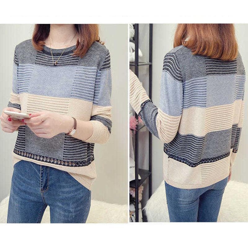 Women Sweater Shirt Hollow Knit Thin T-shirt Long Sleeve Shirt Casual Comfortable Pullover Spring