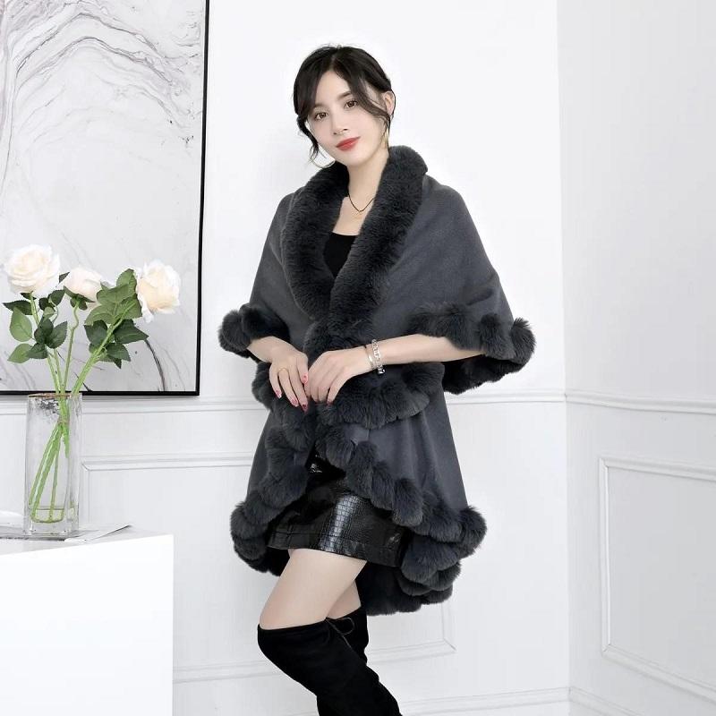 Double-layer Soft Plush Noble Luxury Shawl Autumn Winter Cute Body Cardigan Loose Cloak Wrap Thick Knitted Jacket Fur Shawl Solid Mantle Shawl
