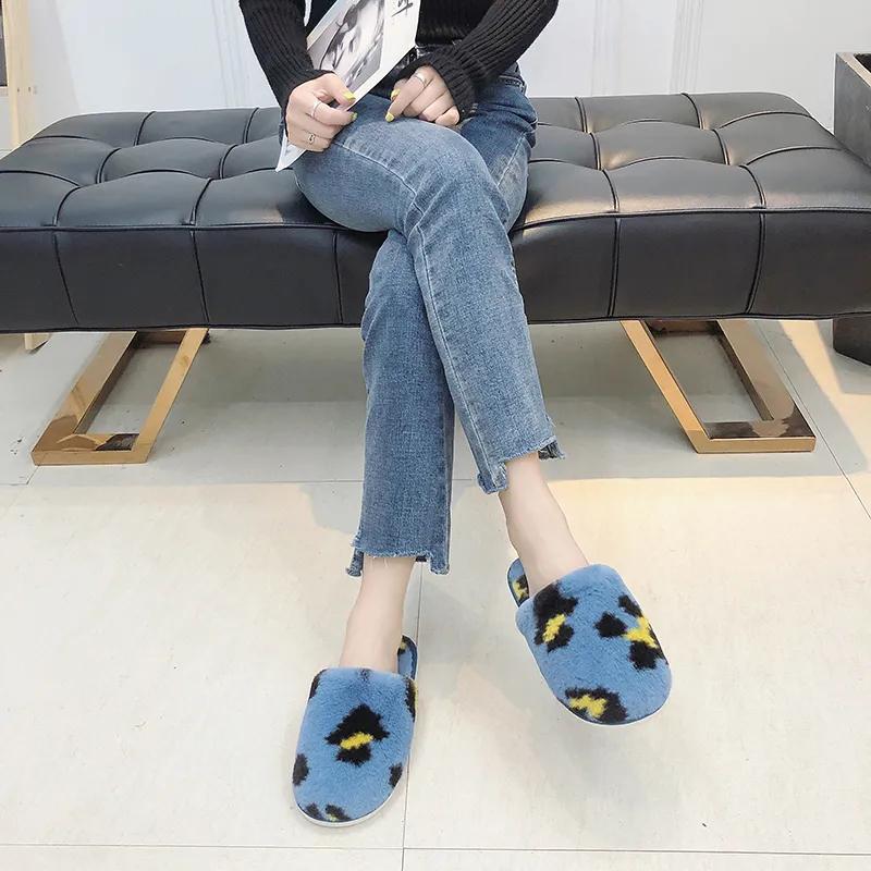 Winter Slippers for Women Leopard Fashion Plus Size Cotton Slide Warm Non Slip Indoor Slipper Fur Soft Shoes Fashion Lady Slippers