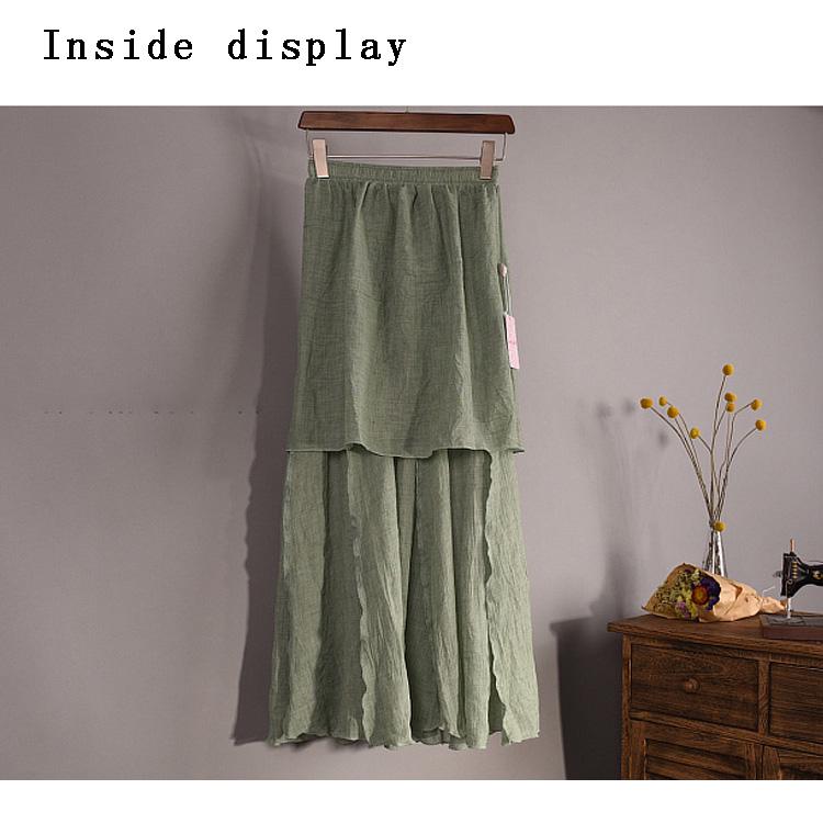 Vintage Women Cotton Linen Skirt High Waisted Elegant Sexy Solid White Black Pleated Skirts Female Maxi Skirts Women Long Skirts