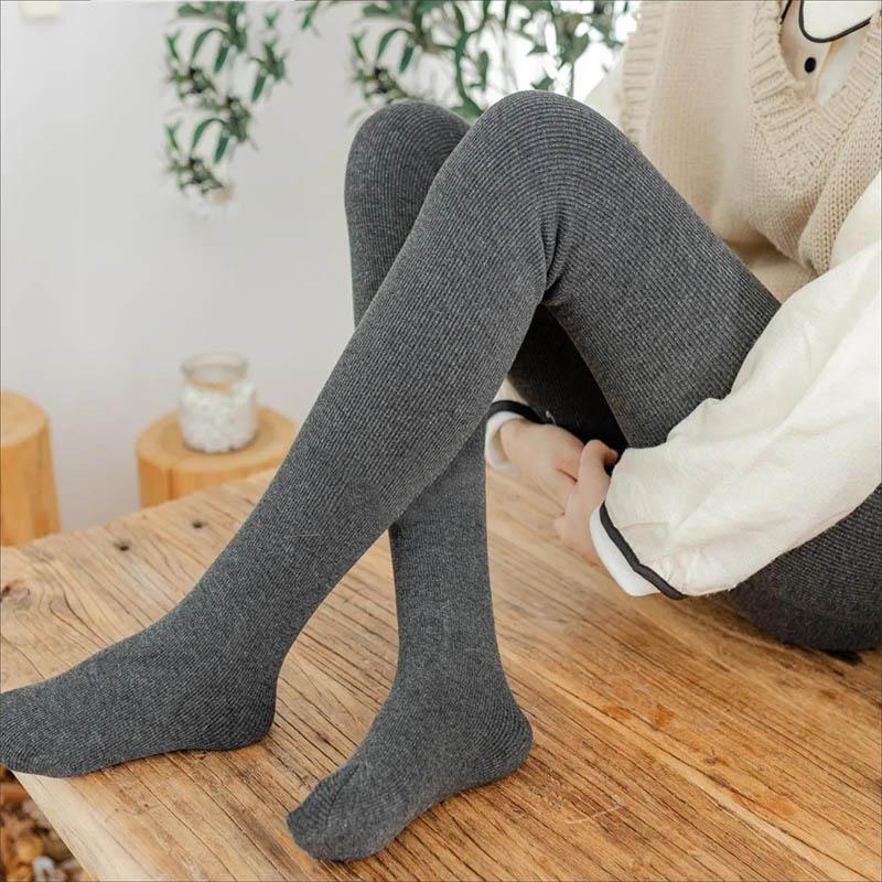 Cotton Trousers Women's Thickened and Velvet Leggings Autumn and Winter Wear Thin Vertical Threaded High Waist Warm Pants Step on The Foot Pants