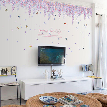 [Wall sticker] new design romantic purple wisteria flowers home decoration wall stickers indoor deca
