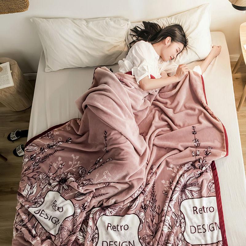 Flannel Blanket Bed Sheet Autumn and Winter Thickening Warm Blanket Sheet Double Blanket Cushion Coral Fleece Blanket Lunch Break Blanket Sofa