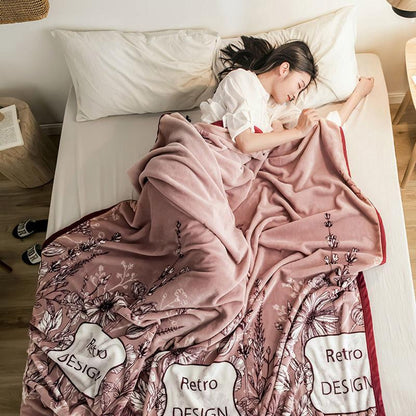 Flannel Blanket Bed Sheet Autumn and Winter Thickening Warm Blanket Sheet Double Blanket Cushion Coral Fleece Blanket Lunch Break Blanket Sofa