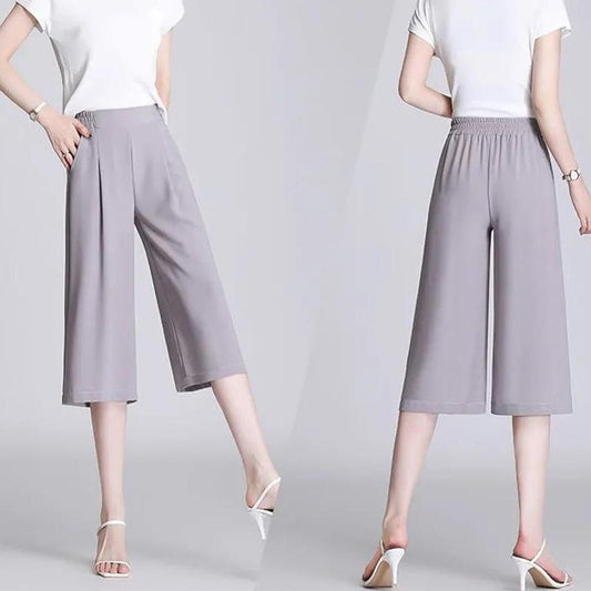 Summer Thin Cropped High-waisted Wide-leg Pants Loose and Thin Plus Size Casual Pants Women