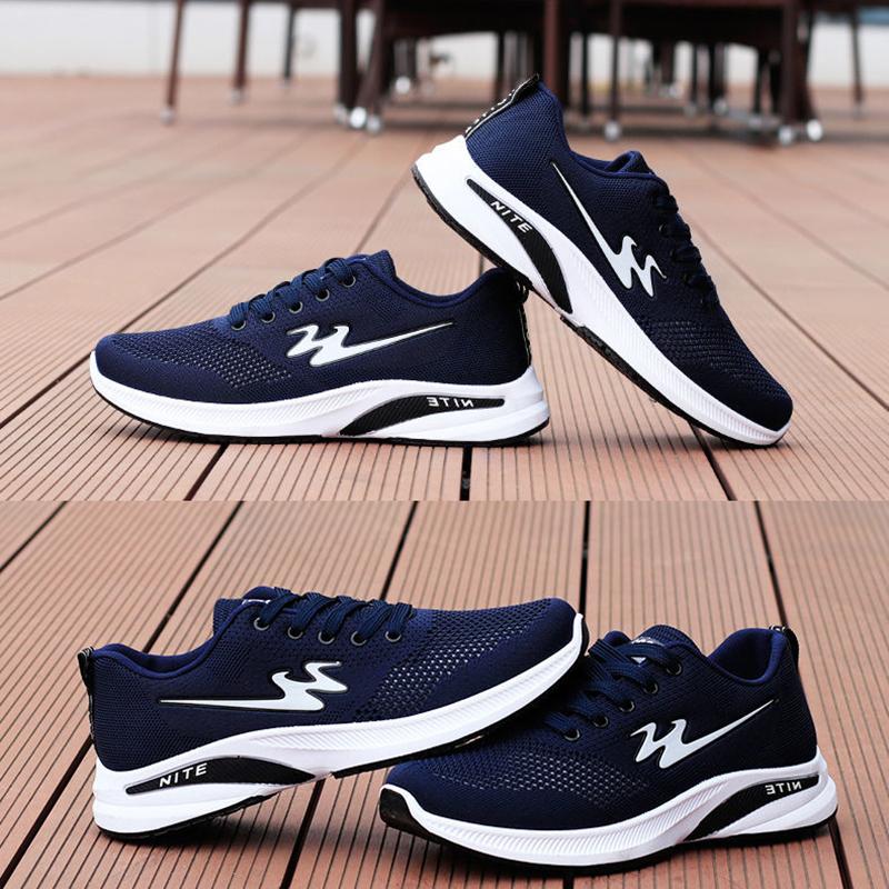 Summer Double Star Men's Shoes Flying Woven Breathable Hollow Mesh Shoes Korean Style All-match Casual Men Sneakers