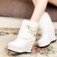 Women's Winter Thick Soled High Heel Short Boots Simulated Rabbit Hair Women's Boots Waterproof Wedged-heel Snow Boots