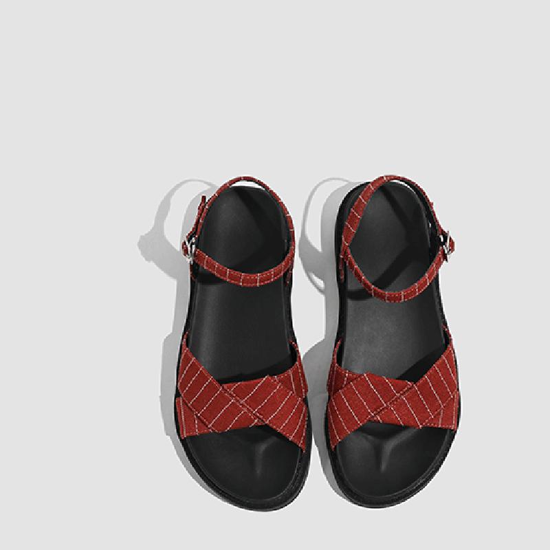 Summer Sandals Female Students Korean Style College Style Flat Sandals Female Outer Wear Fashion Thick-soled Roman Sandals Women