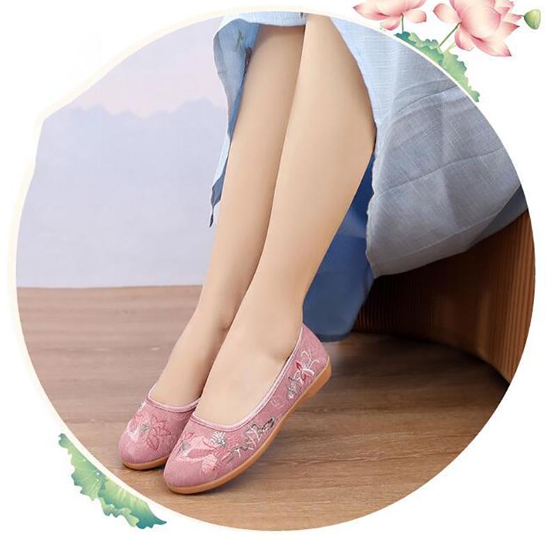 Spring and Summer Beef Tendon Bottom Old Beijing  Shoes Mother Single Shoes Ethnic Soft Bottom Women's Shoes Work Shoes Breathable Embroidered Shoes