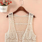 Solid Color Hollow Out Women's Vest Sleeveless Spring and Summer Loose Casual Knitting Waistcoats