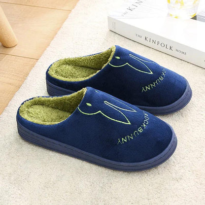 Winter Cotton Slippers Women Shoes Thick Fleece Warm Men Plus Size Slides Cute Bear Home Indoor Casual Slipper
