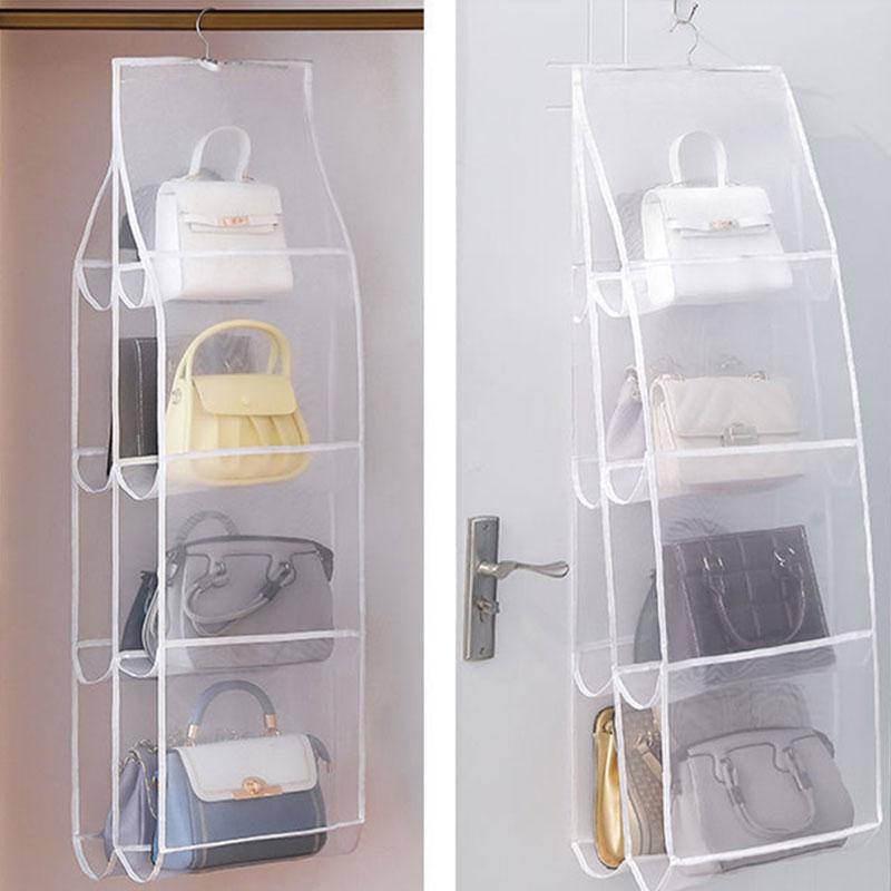 6/8 Pocket Bags Hanging Bags Handbags Wallets Storage Bags Double-sided Storage Artifacts Dustproof Suspension Punch-free Bags Wardrobe Storage Bags