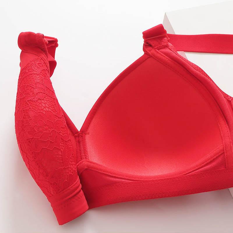 Women Thin Breathable Large Size Full Cup No Steel Rings Receiving Breasts Anti-sagging Lightweight Gathering Beautiful Back Design Sexy Lace Bra
