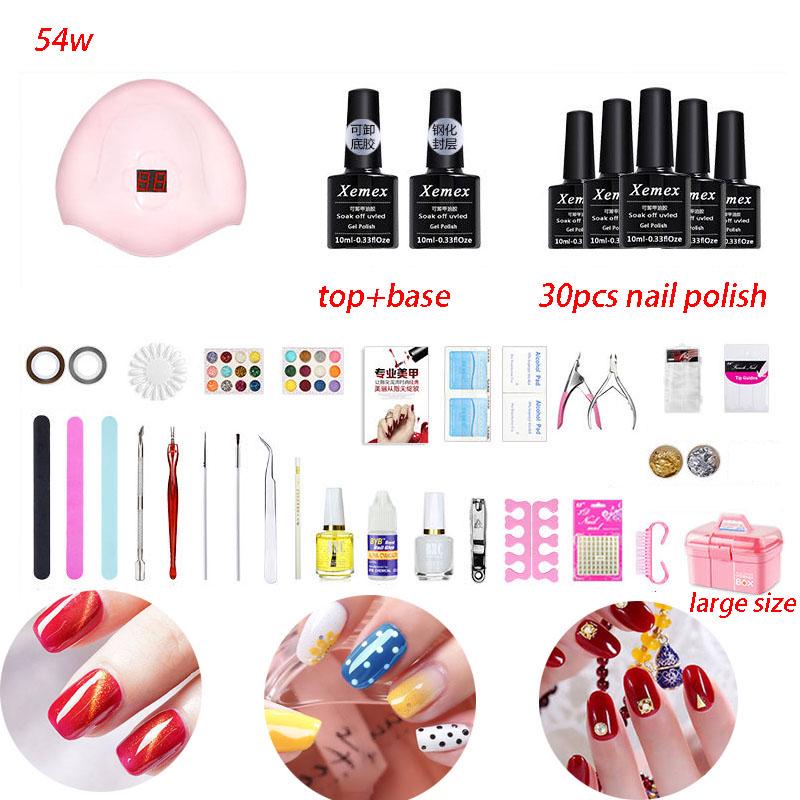 Manicure Set Nail Gel Polish Set Gel Varnish Poly Gel Builder Nail Art Kit 54W UV Lamp Nail Dryer