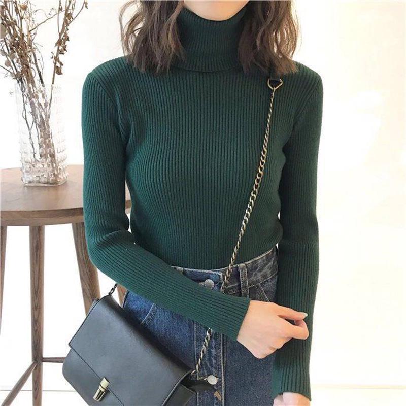 Turtleneck Sweater Women's Autumn and Winter Pullovers Slim Fit and Warm All-match Western Style Fashion Knitted Bottoming Shirt