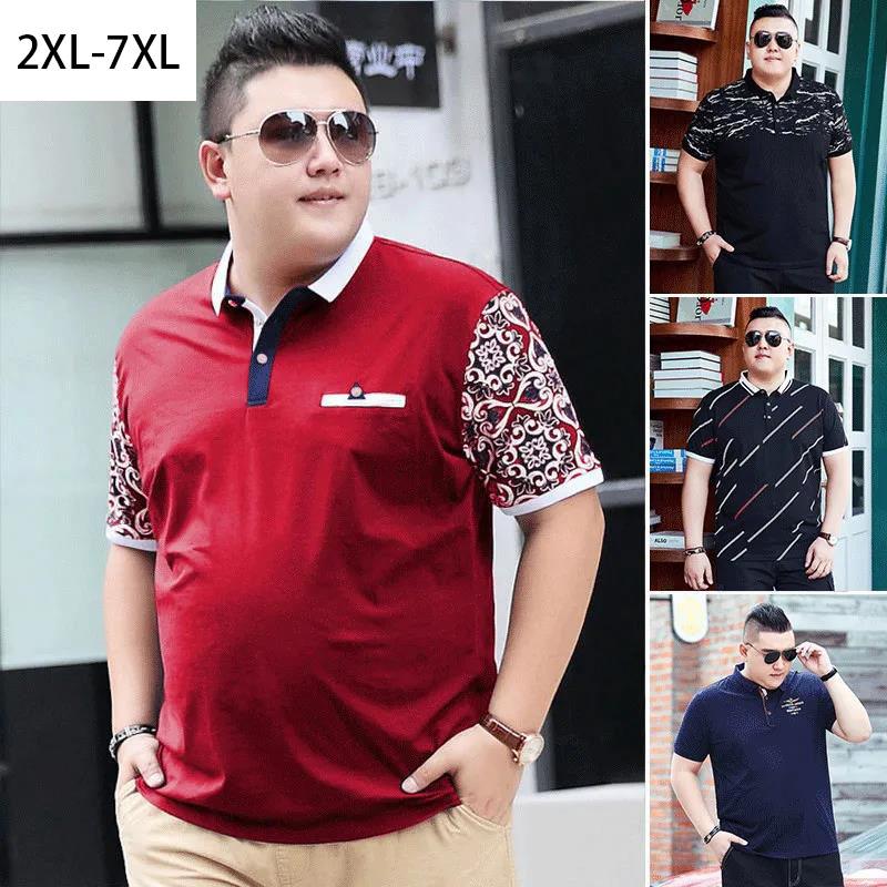150KG Large Fatty Short Sleeve T-Shirt Male Large Size Fat Plus Fat Cotton Thin Polo Shirt Top