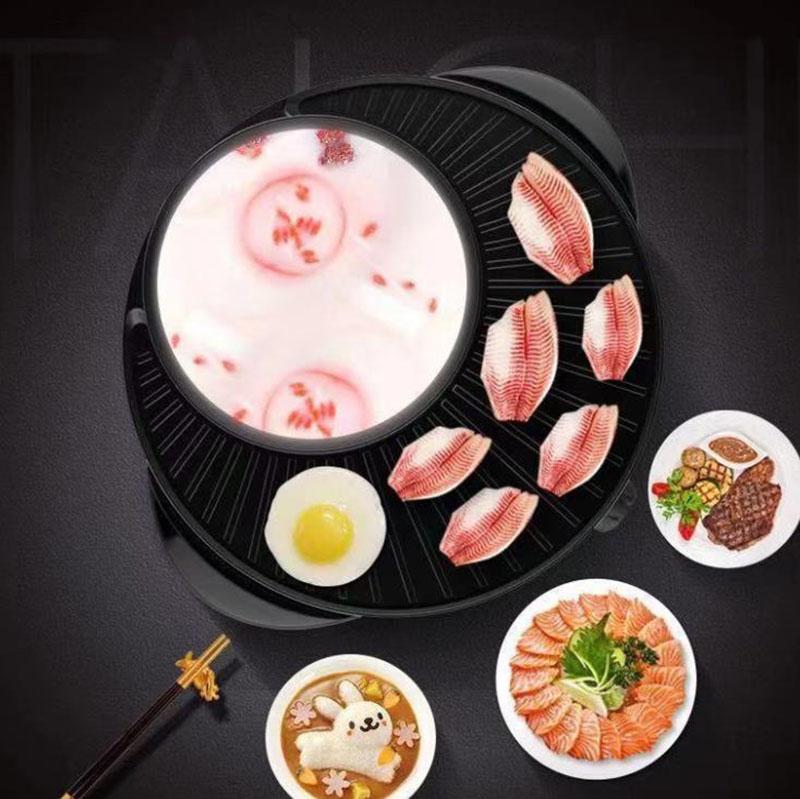 1700W Heat Pot Barbecue Machine Fried Steak Pan Multi-purpose Small Heat Pot Nonstick Pot for Family