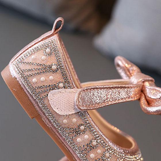 Spring and Summer Girls Princess Shoes Soft Soles Rhinestones Bow Shoes Children Little Girls Baby Dance Glass Shoes