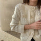 Autumn and Winter Short Knitted Sweater Pure Color Pearl Button Cardigan Top Fashion Simple Female Jacket