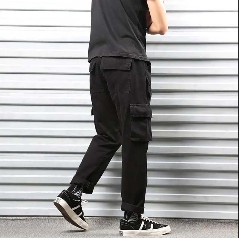 Multi-pocket Tooling Pants Cloth Straight Loose Pants Casual Trousers INS Male Tide