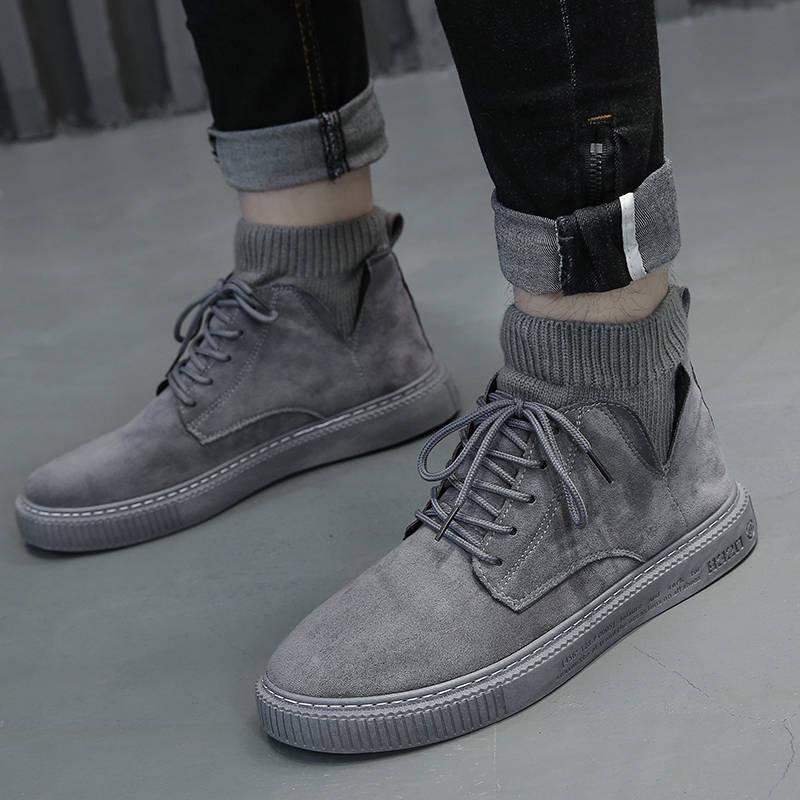 Shoes Men High Sneakers tooling Boots Men Ankle Martin Boots Matte Leather Fashion Non-slip