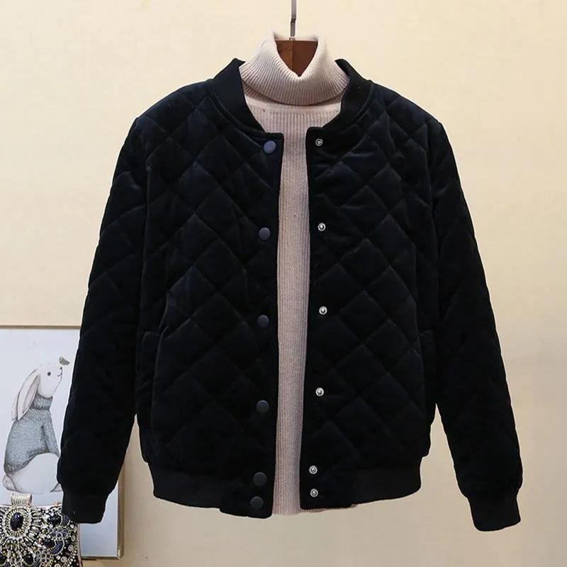 Winter Jacket Ladies Student Baseball Down Padded Jacket Short Lightweight Gold Velvet Small Padded Jacket Tide