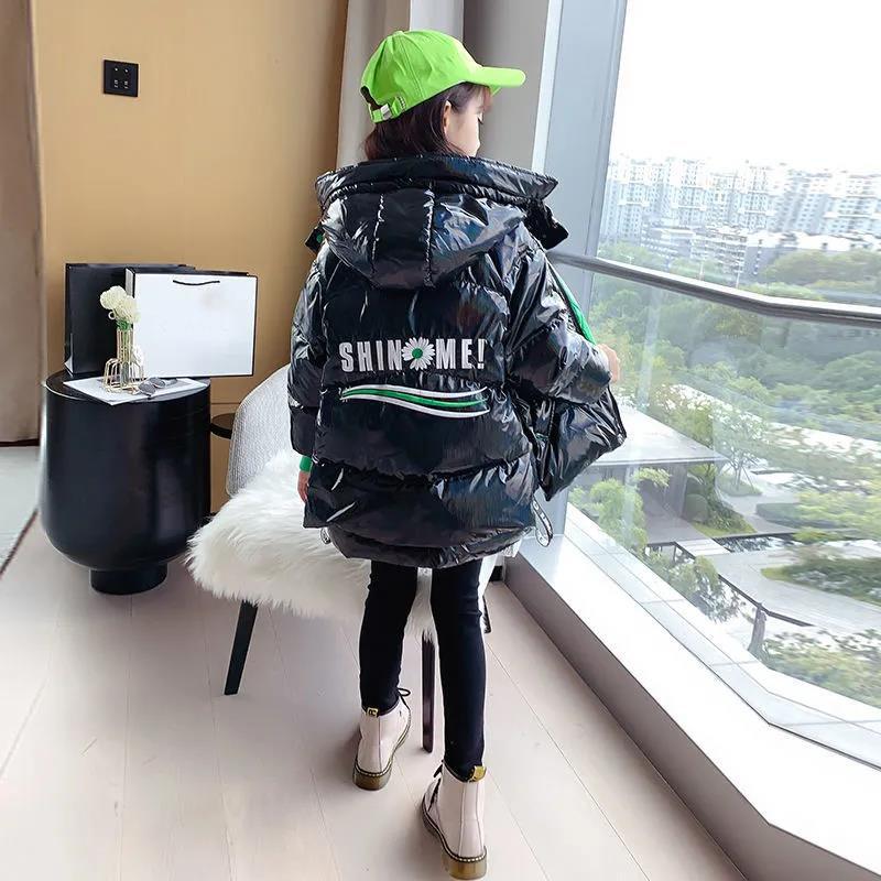 Girls' Winter Warm Cotton Jacket Plus Velvet Windproof Down Padded Jacket Children's Padded Jacket