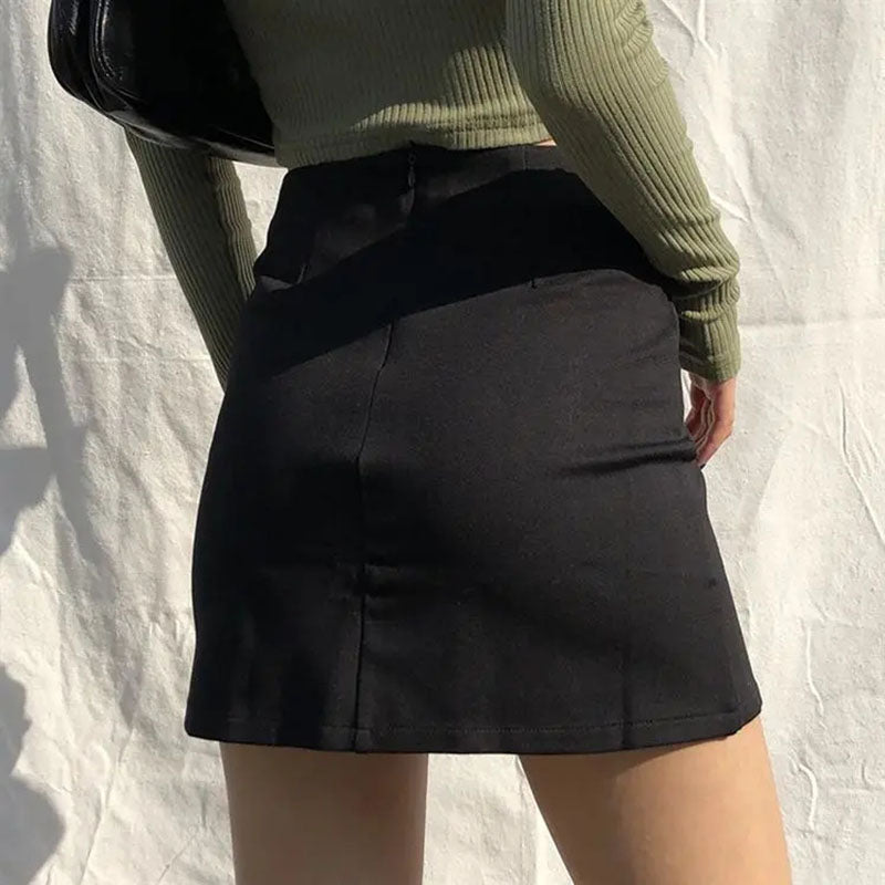 Mini Skirt Girls Casual A-line Skirts Women Summer High Waist Club Skirt Ladies Slim Black Skirts Streetwear