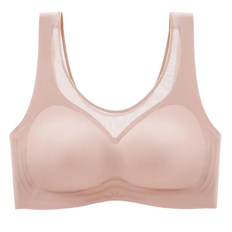 Ladies Seamless Ice Silk Underwear Beauty Back No Steel Ring Gather Bra Sports Vest Close Breast Yoga Vest Gym Fitness Bra