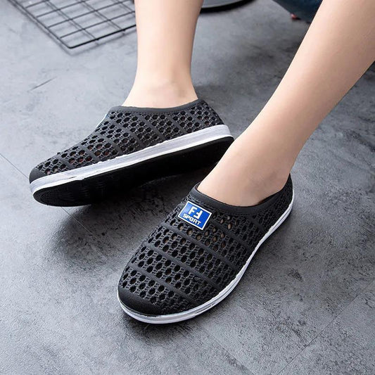 Summer Men's Beach Shoes Thick Bottom Non-slip Hollow Breathable Running Casual Shoes