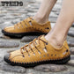 Summer Men's Leather Sandals Business Casual Outdoor Beach Roman Shoes Solid Color Design