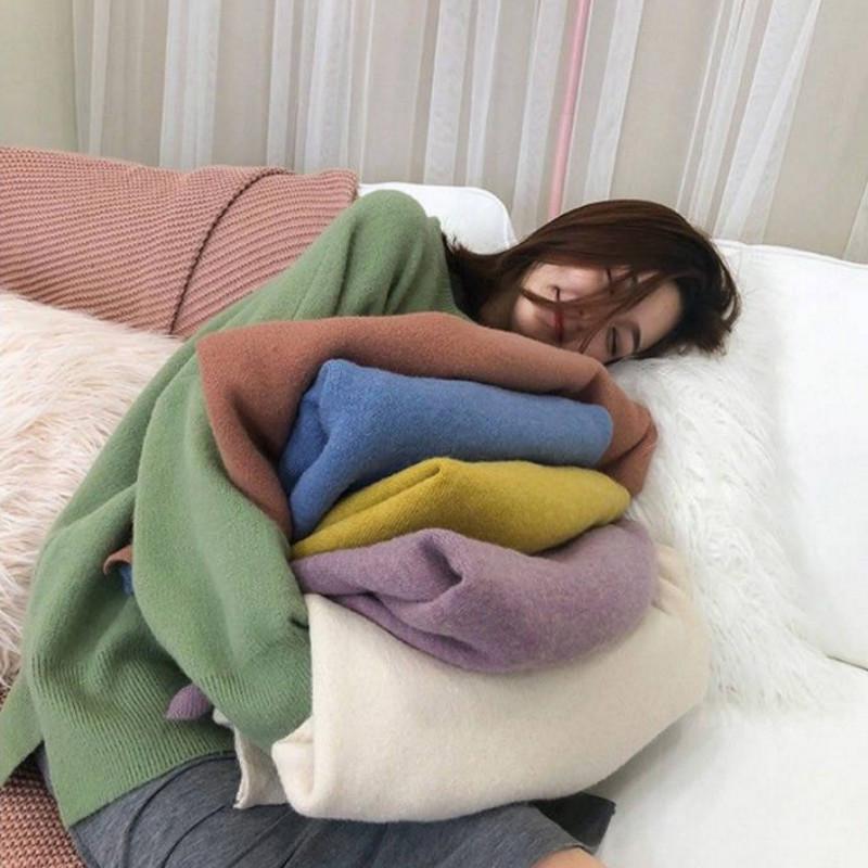 Pofulove lazy wind pullover sweater women autumn and winter loose students mid-length sweater