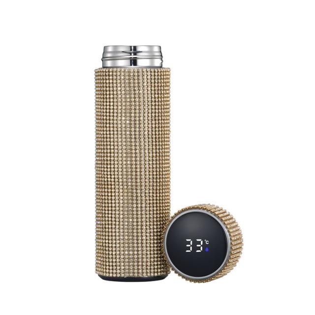 Creative Diamond Thermos Bottle Water Bottle Stainless Steel Smart Temperature Display Vacuum Flask Mug Gift for Men Women