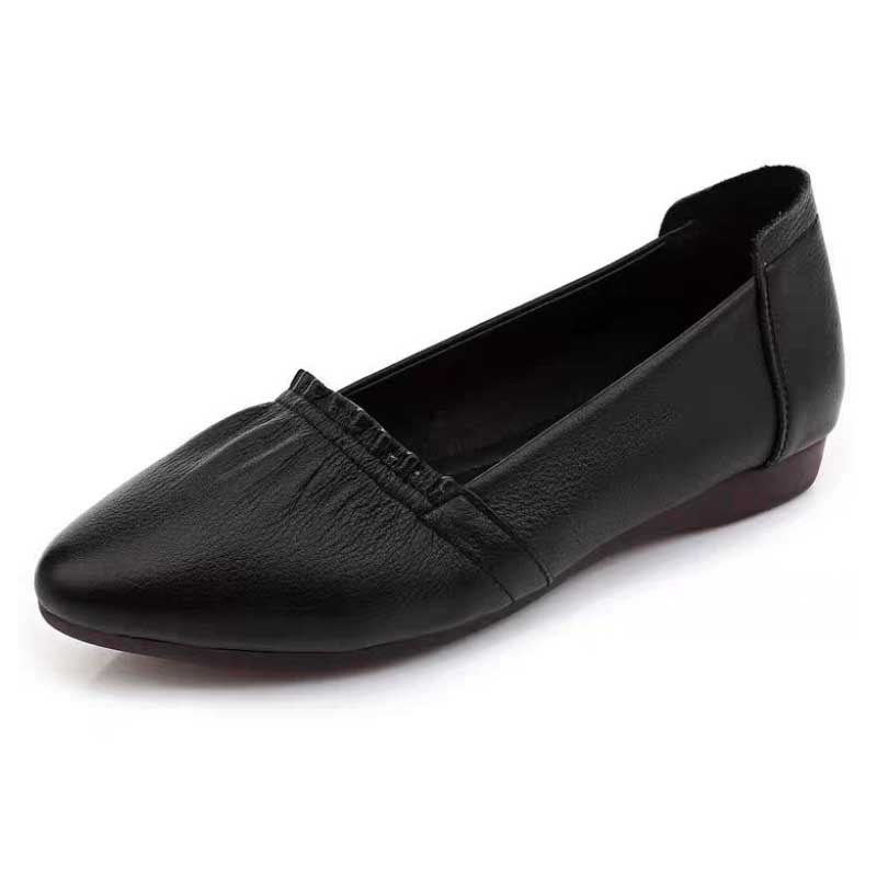 Tendon Sole Shoes Women's Spring All-match Soft Bottom Pumps Soft Leather Pointed Toe Flat Shoes