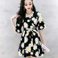 Two-piece Women's Dress Shorts V-neck Short-sleeved Shirt Suit Women's Chiffon Dress A-line Dress with Waist Slimming Chiffon Fabric