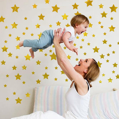 Brushed gold stars bedroom porch cabinet glass window kindergarten layout decorative wall stickers