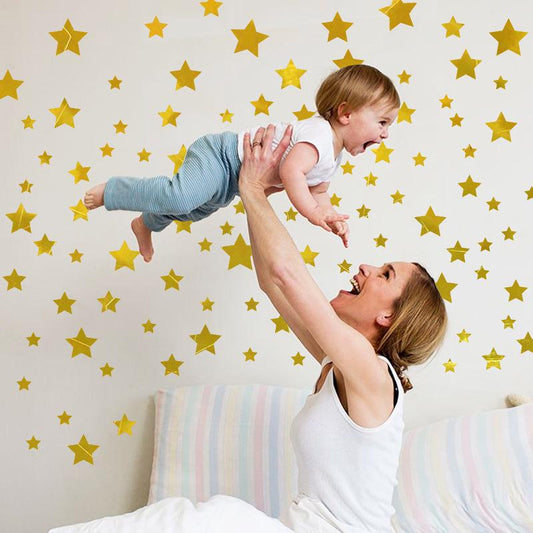 Brushed gold stars bedroom porch cabinet glass window kindergarten layout decorative wall stickers