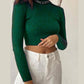 Sweater Women Half Turtleneck Pullover Sexy Short High Waist Knitwear European Style Top Trending Sweaters Green Sweater Jumper