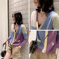 Color-block Knit Sweater Long-sleeved Loose V-neck Sweater Cardigan Jacket Female Spring and Autumn Korean Version of All-match Thin Top