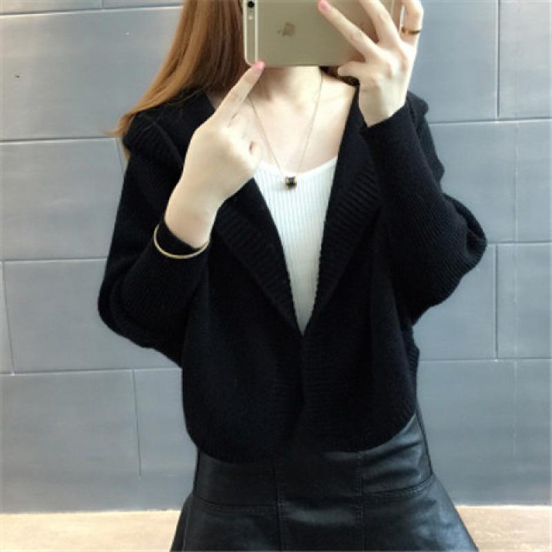 Knit Cardigan Sweater Women Cardigan Sweater Short Coat Sweater Women Loose Hooded